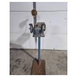 Vintage Bench Grinder on Stand with Integrated Lamp