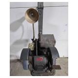 Vintage Bench Grinder on Stand with Integrated Lamp