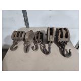 Lot of 5 Vintage Pulley Blocks with Hooks