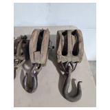 Lot of 5 Vintage Pulley Blocks with Hooks