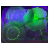 Lot of Vintage Pressed Glass and Uranium Glass Tableware