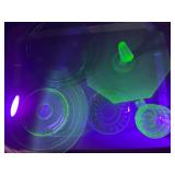 Lot of Vintage Pressed Glass and Uranium Glass Tableware