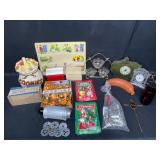 Vintage Lot of Cooky Press, Cookie Cutters, Recipe Boxes, and Home Decor