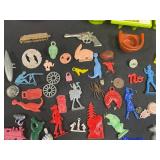 Vintage Toy Lot with Tonka Trucks, Racing Boats, and Assorted Figures