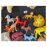 Lot of Assorted Toys and Figures - Zip Track, Lion King Bag, and More