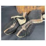 Vintage Ice Skates and Metal Wash Tub Lot