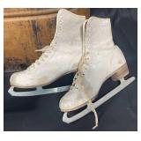 Vintage Ice Skates and Metal Wash Tub Lot