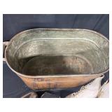 Vintage Ice Skates and Metal Wash Tub Lot