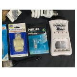 Assorted Lot of Light Bulbs and Electrical Accessories