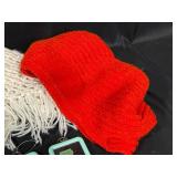 Collection of Embroidery Hoops, Frames, Scarves, and Brooks Brothers Hat