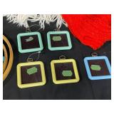 Collection of Embroidery Hoops, Frames, Scarves, and Brooks Brothers Hat