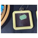 Collection of Embroidery Hoops, Frames, Scarves, and Brooks Brothers Hat