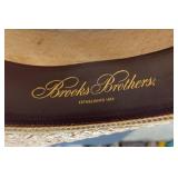 Collection of Embroidery Hoops, Frames, Scarves, and Brooks Brothers Hat