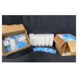 Lot of Plastic Storage Containers with Blue Lids