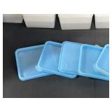 Lot of Plastic Storage Containers with Blue Lids