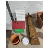 Assorted Birdhouses, Planters, and Wall Shelf Lot