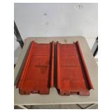 Red Metal Car Ramps. Missing one block