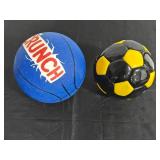 Assorted Lot: Step Stool Attachment, Basketball, Soccer Ball, and Posters