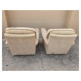 Pair of Beige Upholstered Swivel Chairs