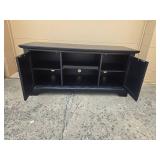 Black TV Stand with Shelves and Cabinet Storage
