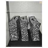Lot of 3 Black and White Patterned Storage Bags
