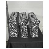 Lot of 3 Black and White Patterned Storage Bags