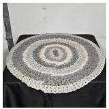 Lot of Round Crochet Rug, Apron, and Clothespins