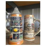 2 beer steins a crystal pitcher