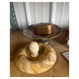 old ash tray & silver plate