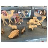 Wood Carved camels and wise men