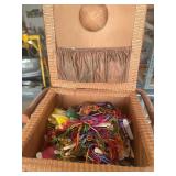 sewing box with yarn and thread