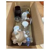 box of glassware and dishes