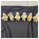 Lot Of Six Lenox Holiday Snowmen 3.5" Christmas 4th Of July Halloween Thanksgiving Graduation May Flowers