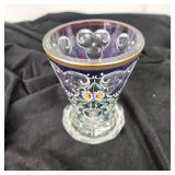 Gorgeous Moldau Crystal Vase Hand Made In Bohemia Floral Print Excellent Condition