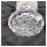 Gorgeous Moldau Crystal Vase Hand Made In Bohemia Floral Print Excellent Condition