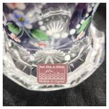 Gorgeous Moldau Crystal Vase Hand Made In Bohemia Floral Print Excellent Condition