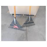 (2) Husky 53 in. Long Wood Handle 22 in. Steel Leaf Rake