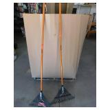 (2) Husky 53 in. Long Wood Handle 22 in. Steel Leaf Rake