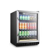 23 in. 110-Can 6-Bottle Stainless Steel Single Zone Wine and Beverage Refrigerator