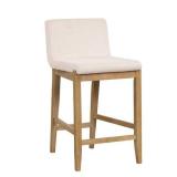 New - Nathan James Gracie 24 in. Modern Counter Height Bar Stool with Back, Brushed Light Brown Wood Legs, Natural Flax/Brown