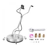 VEVOR 24" Pressure Washer Surface Cleaner w/ Handles & Wheels, Stainless Steel Concrete Cleaner 4000 Max PSI , 3/8"Connector & 1/4" Adapter Power Washer Floor Attachment,For Floor Driveway, Patio