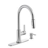Glacier Bay Paulina Single-Handle Pull-Down Sprayer Kitchen Faucet with TurboSpray, FastMount and Soap Dispenser in Polished Chrome
