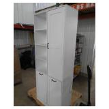 White Wood 31.5 in. W Buffet Kitchen Cabinet Storage Cabinet with Adjustable Shelves and Flip Storage for Garbage Bin