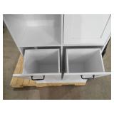 White Wood 31.5 in. W Buffet Kitchen Cabinet Storage Cabinet with Adjustable Shelves and Flip Storage for Garbage Bin