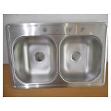 Glacier Bay Neptune Drop-In Stainless Steel 33 in. 4-Hole Double Bowl Kitchen Sink