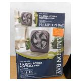 Hampton Bay 9 in. 3 Speed Dual Power Personal Indoor/Outdoor Desk Fan in Black