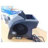 New Lasko 11.2 in. 3 Speeds Blower Fan in Gray with Carry Handle, Circuit Breaker, Power Outlets, High Velocity Utility Pivoting