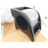 New Lasko 11.2 in. 3 Speeds Blower Fan in Gray with Carry Handle, Circuit Breaker, Power Outlets, High Velocity Utility Pivoting