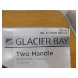 Glacier Bay Builders 4 in. Centerset Double Handle Low-Arc Bathroom Faucet in Bronze