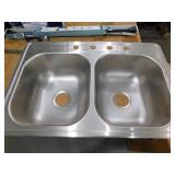 New Glacier Bay 33 in. Drop-In 50/50 Double Bowl 20 Gauge Stainless Steel Kitchen Sink with Faucet